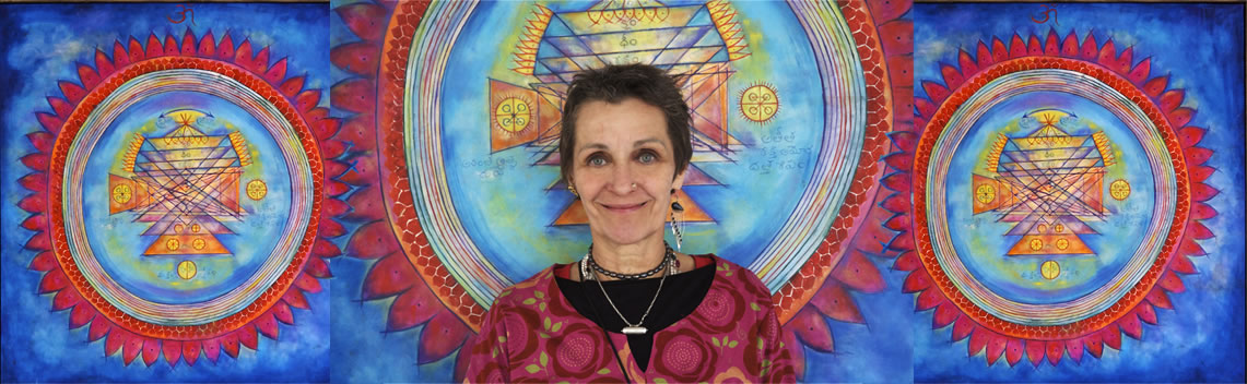 Aghni in front of her JC Chakra painting